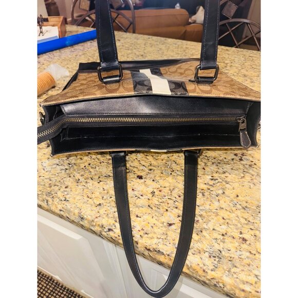 COACH GRAHAM STRUCTURED TOTE SIGNATURE CANVAS VARSITY STRIPE (6707) PREPPY Y2K - Picture 10 of 15